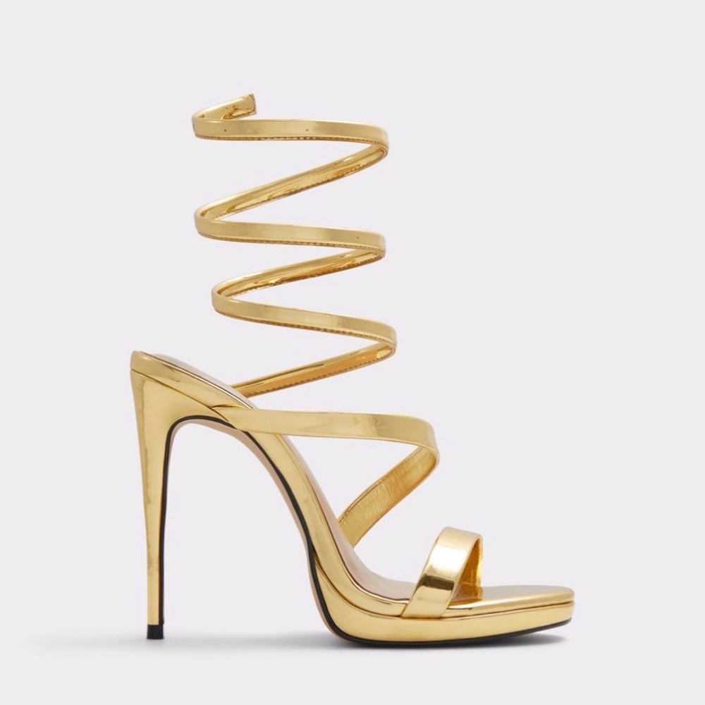 Aldo Metallic Gold Spiral Heels